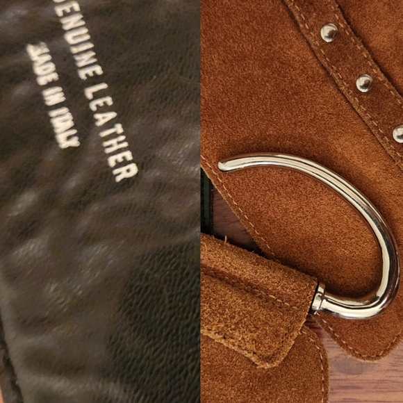 H. Lorenzo Italian leather suede statement hardware belt S 25-27 main image 8